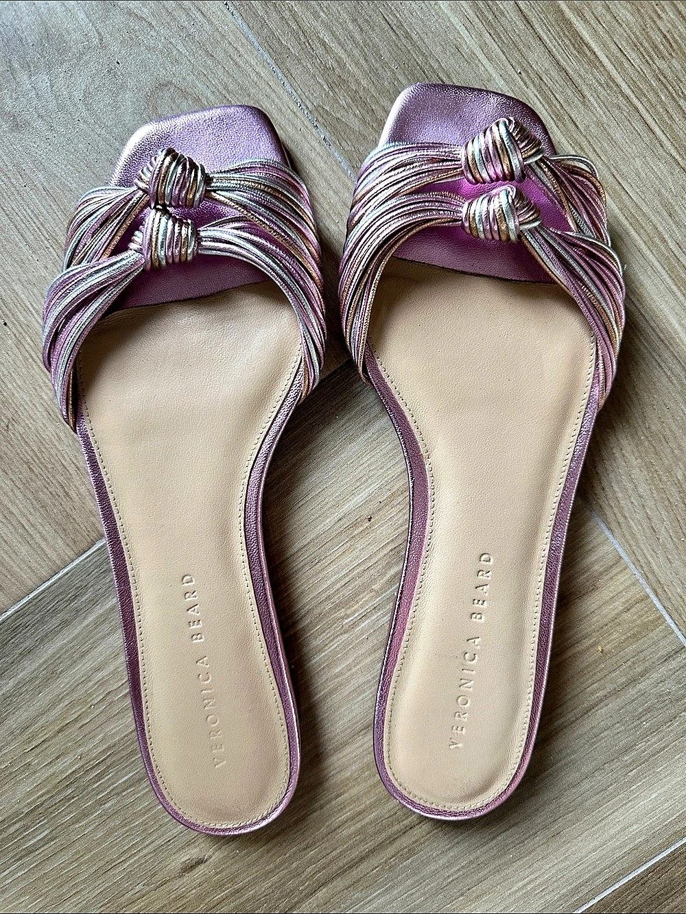 Veronica Beard Via Slide Sandal Pink metallic Multicolor Sandals